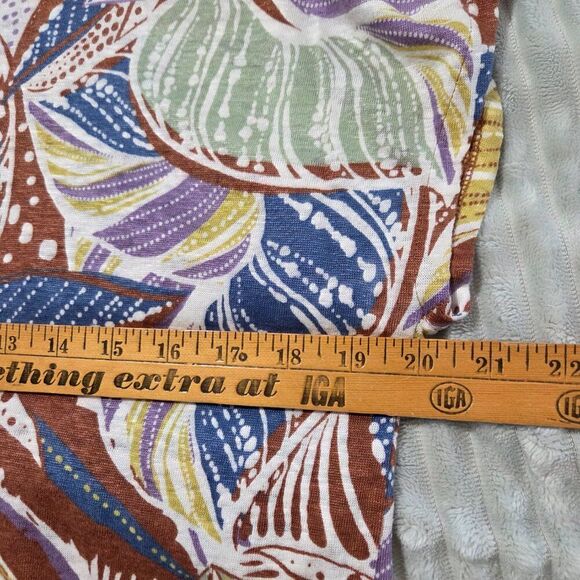 EUC FOLIAGE PRINT 100% LINEN CAP SLEEVES TOP SIZE MEDIUM WOMENS - Picture 15 of 16